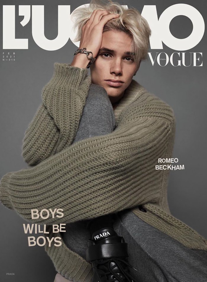 Romeo Beckham canaliza a sus padres para su debut en portada de revista