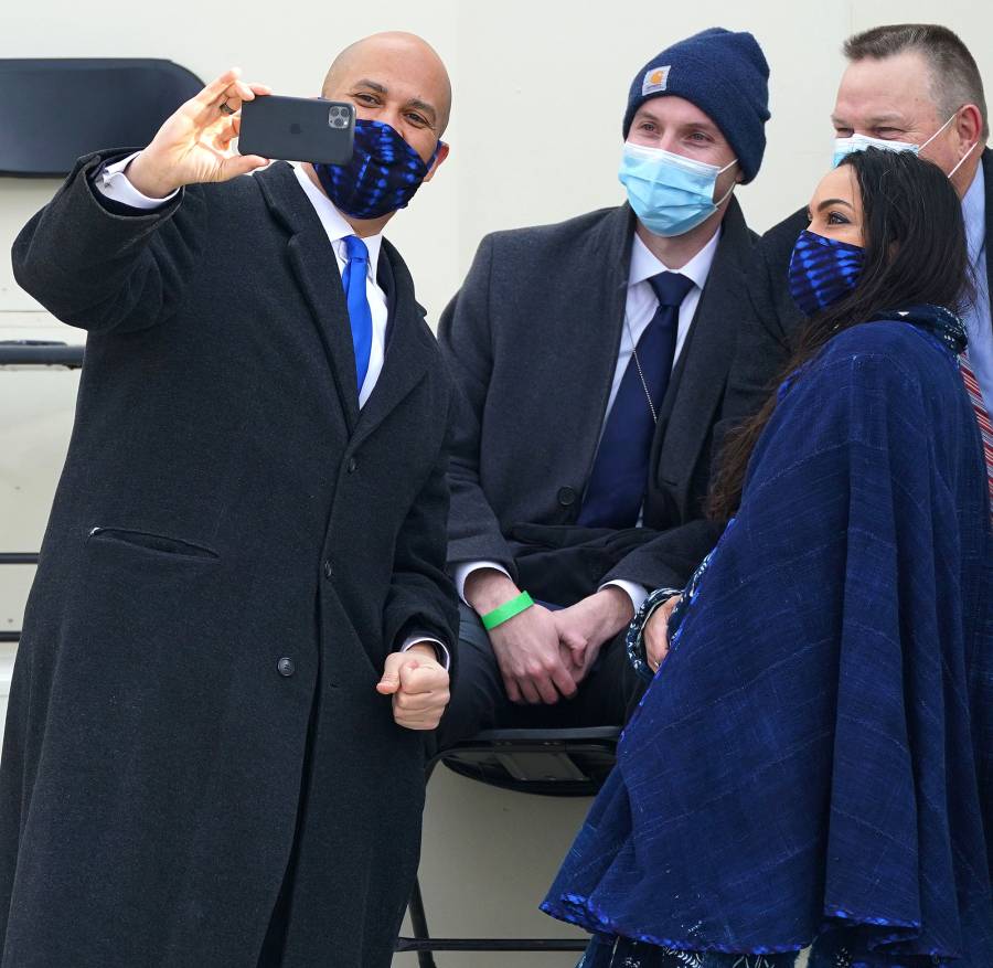 Rosario Dawson and Cory Booker Wear Matching Face Masks to the Inauguration