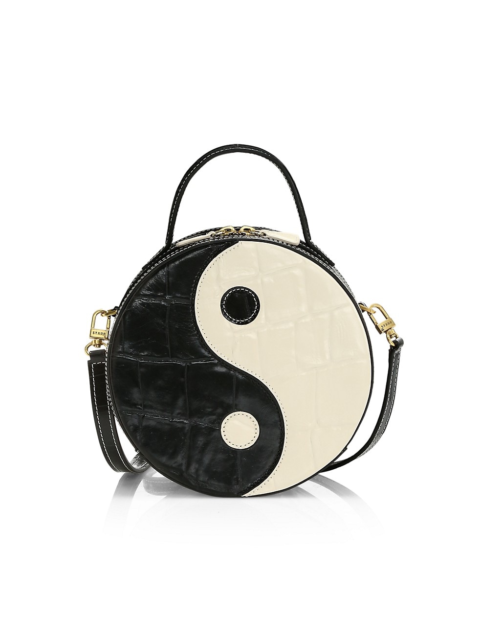 STAUD Yin Yang Croc-Embossed Leather Crossbody Bag