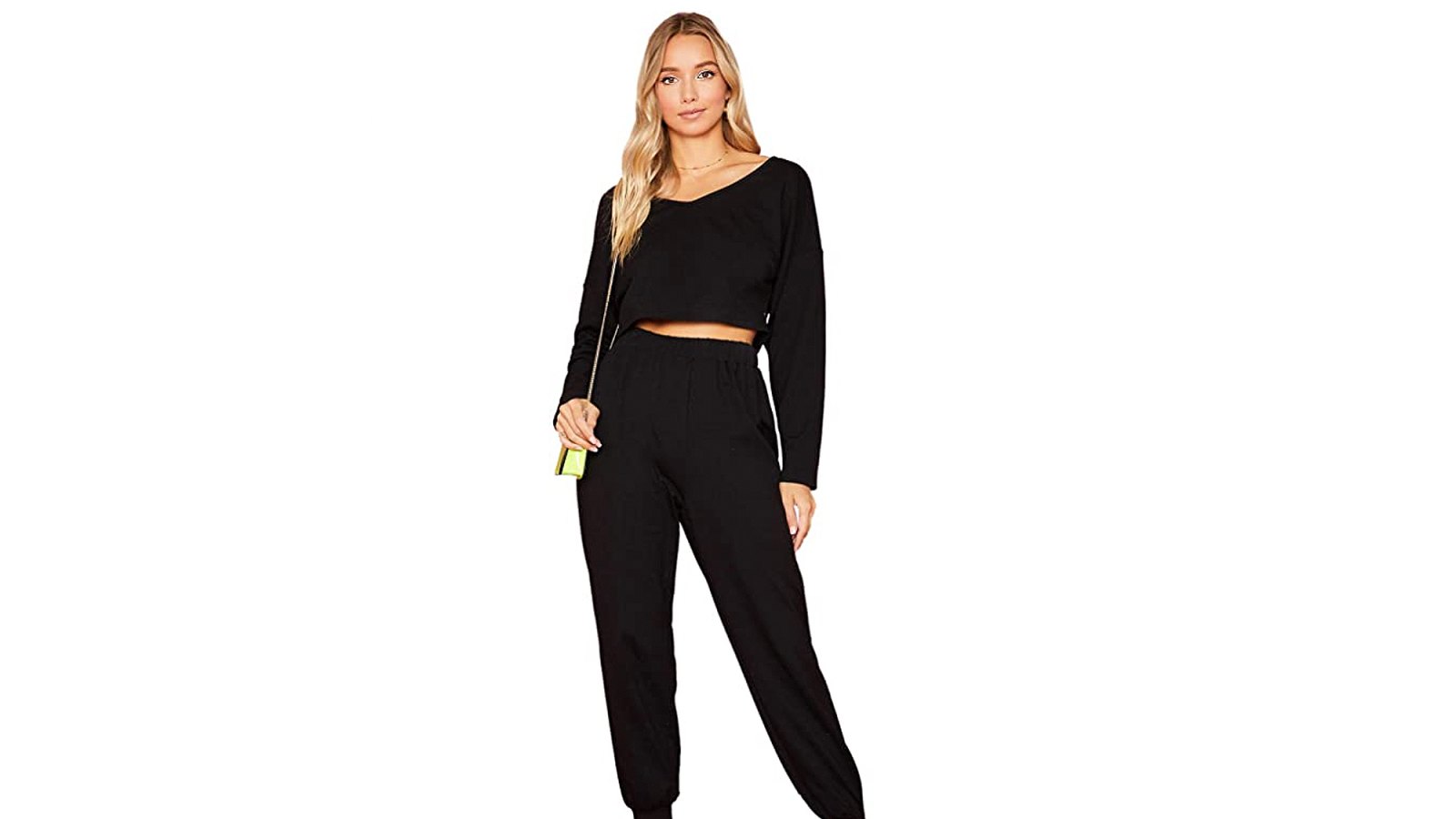 SweatyRocks Women's 2 Pieces Outfits Long Sleeve Crop Top and Sweatpants Jogger Set
