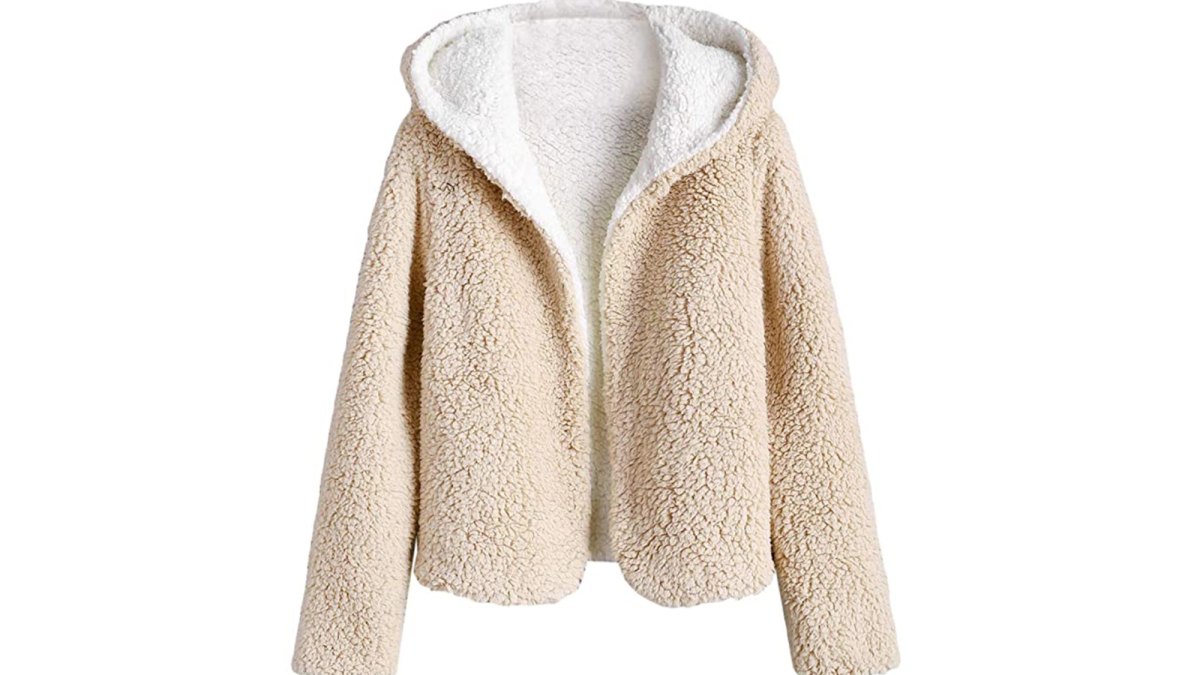 ZAFUL Women's Reversible Hooded Cropped Teddy Jacket