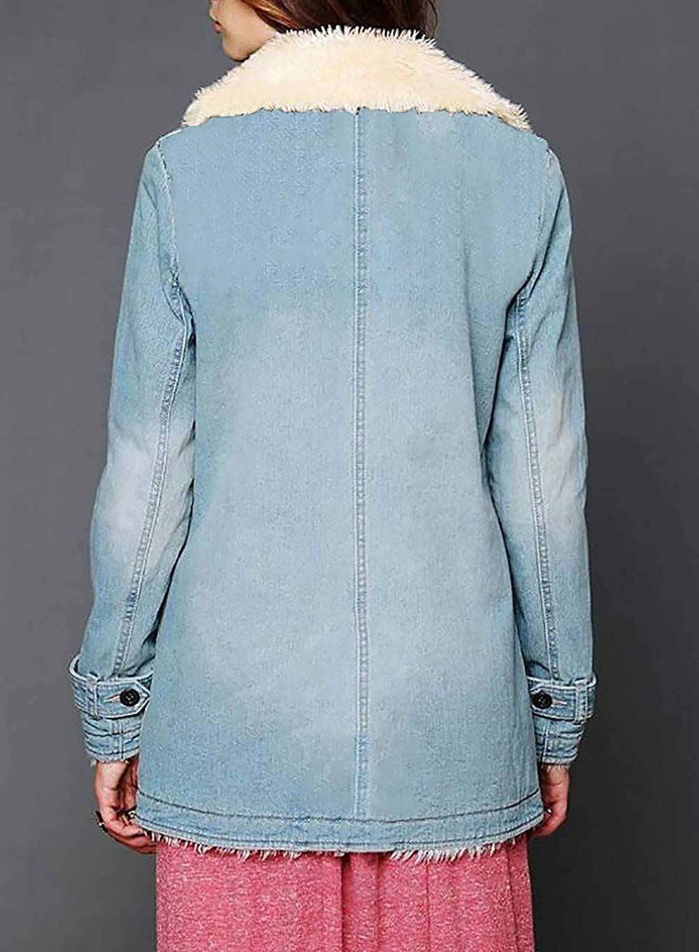 Sidefeel Denim Faux-Fur Oversized Coat