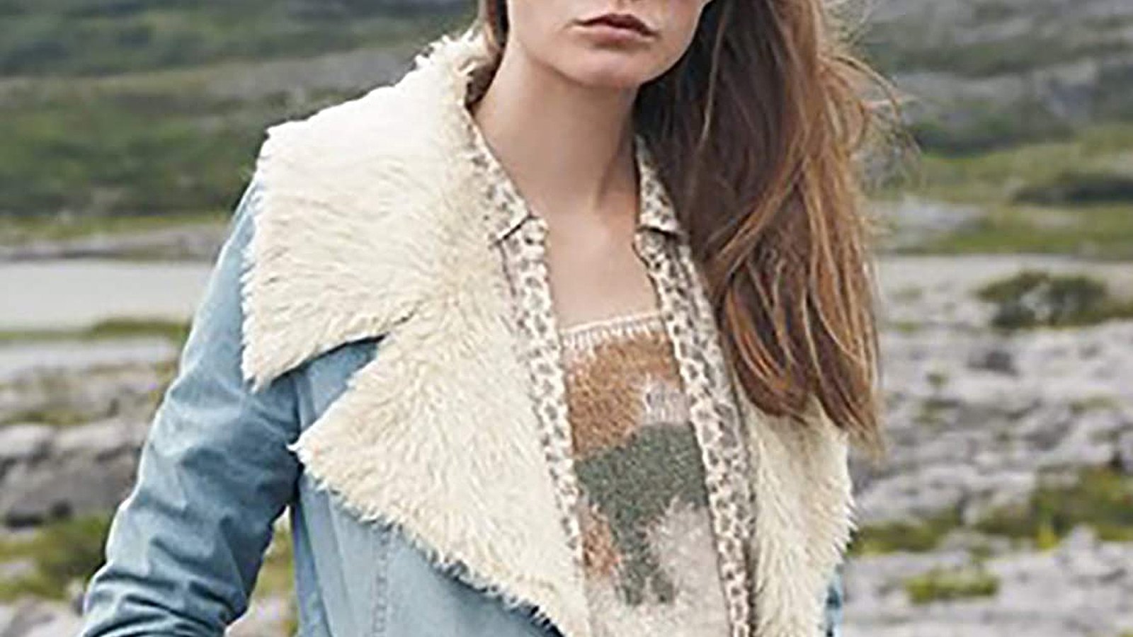 Sidefeel Denim Faux-Fur Oversized Coat