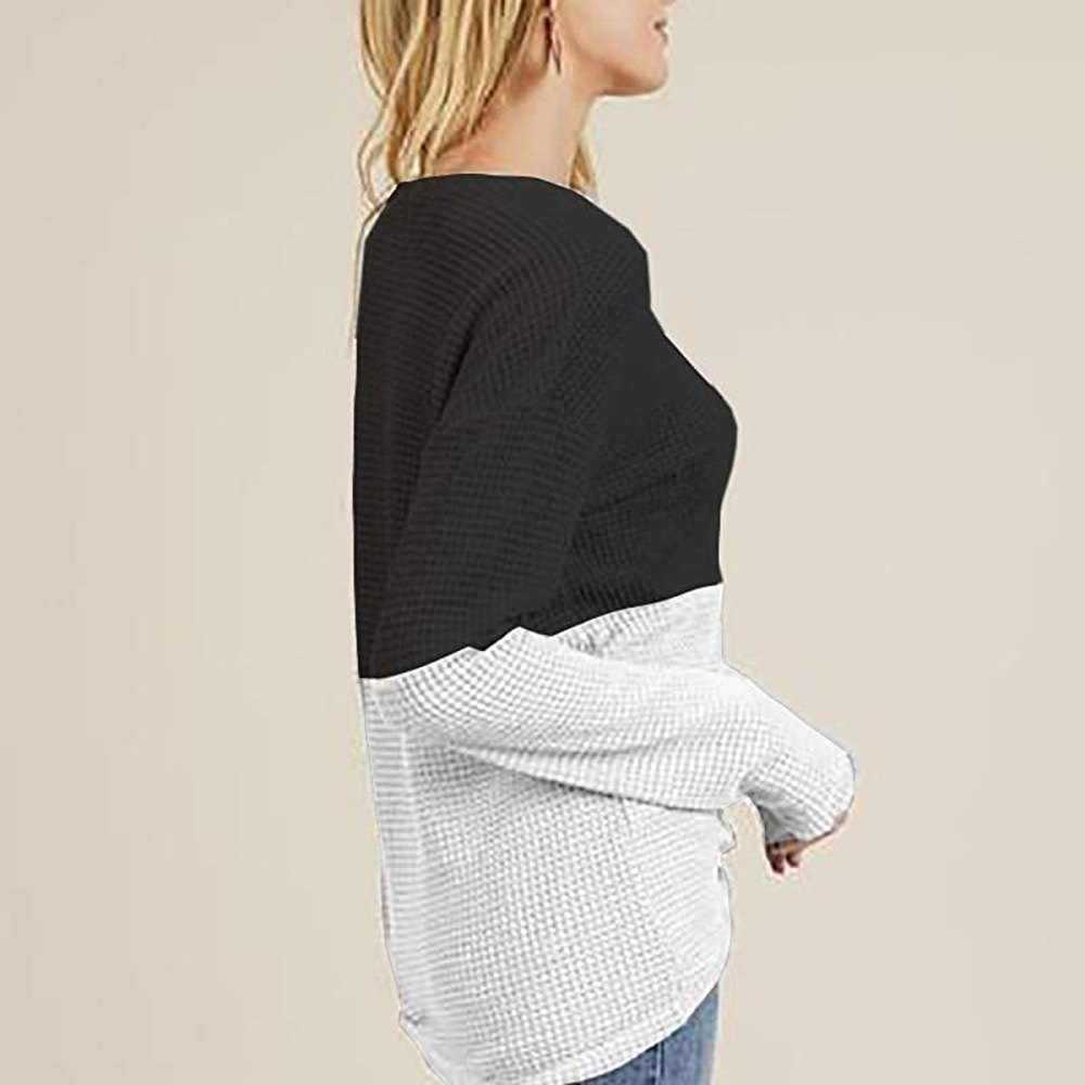 Dellytop Long-Sleeve Thermal Waffle Knit Top