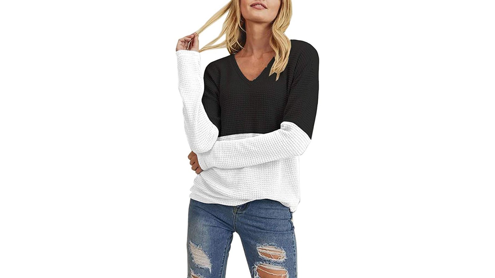 Dellytop Long-Sleeve Thermal Waffle Knit Top