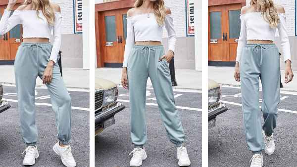 Odosalii High-Waisted Drawstring Jogger Sweatpants