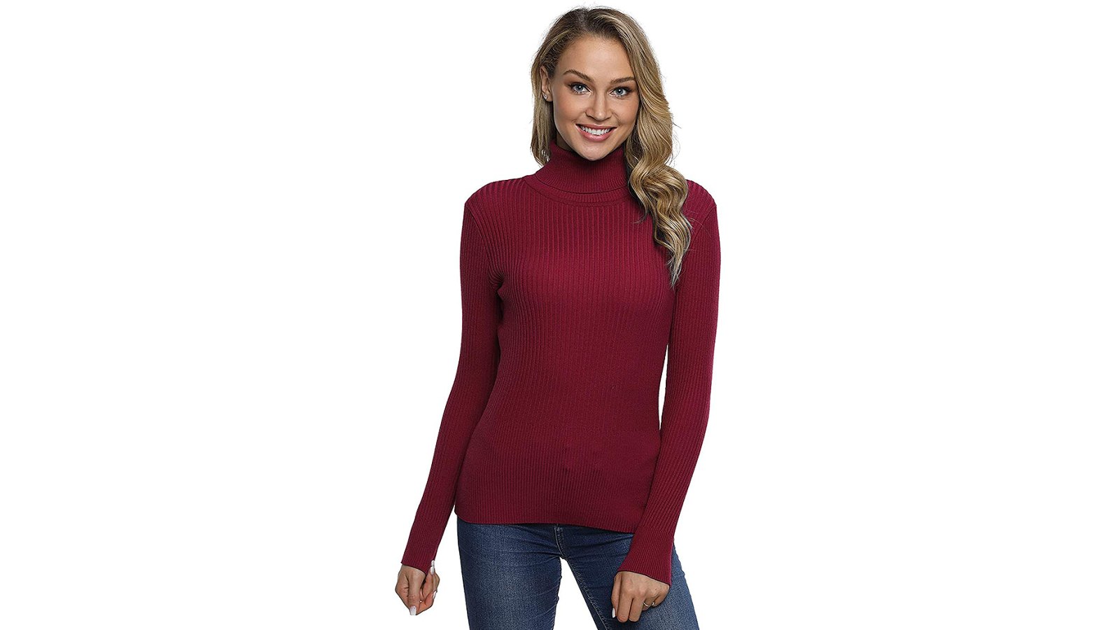 PrettyGuide Ribbed Turtleneck Long Sleeve Sweater