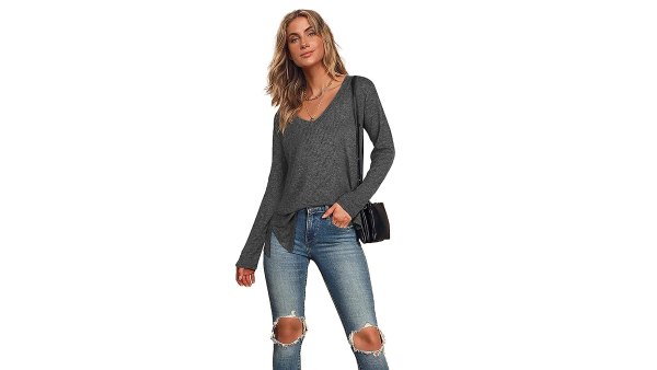 SLLI Long-Sleeve V-Neck Casual Sweater