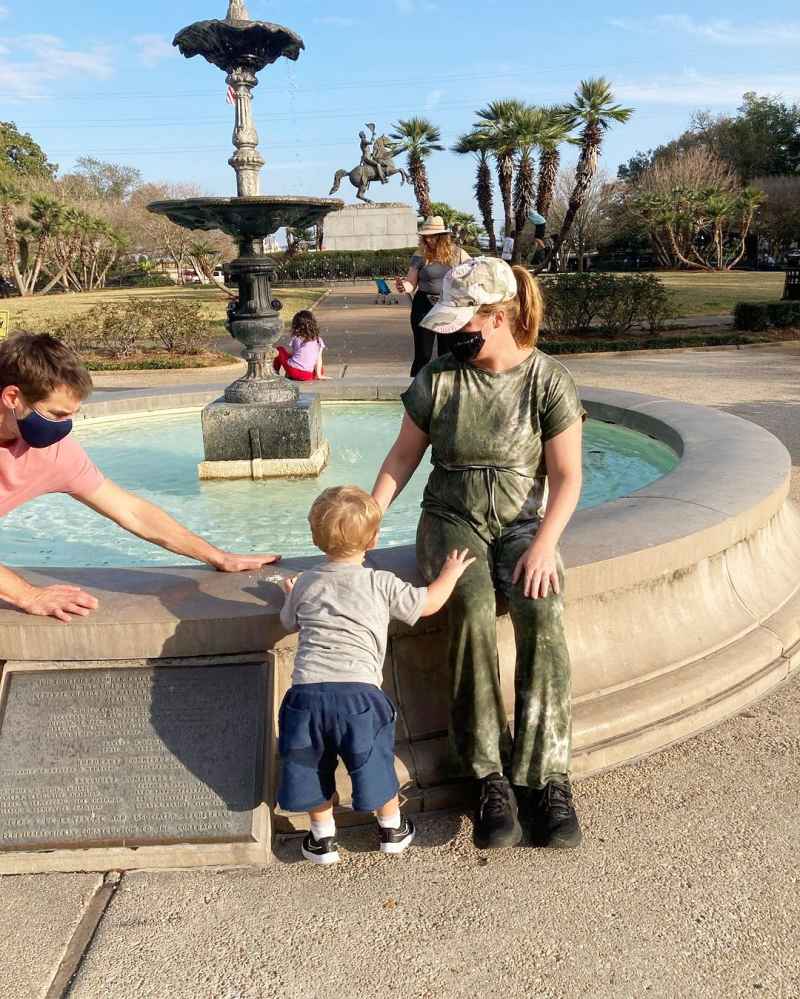 Amy Schumer Chris Fischer and son Gene at Central Park Water Fountain
