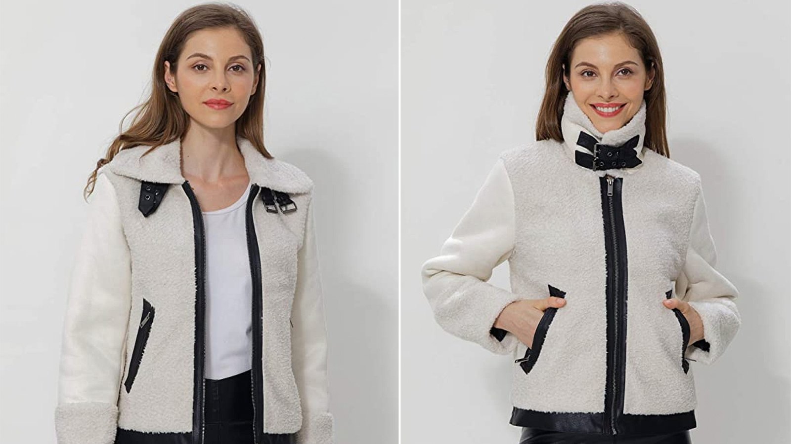 Bellivera Women's Wool Like Fuzzy Faux Fur Jacket