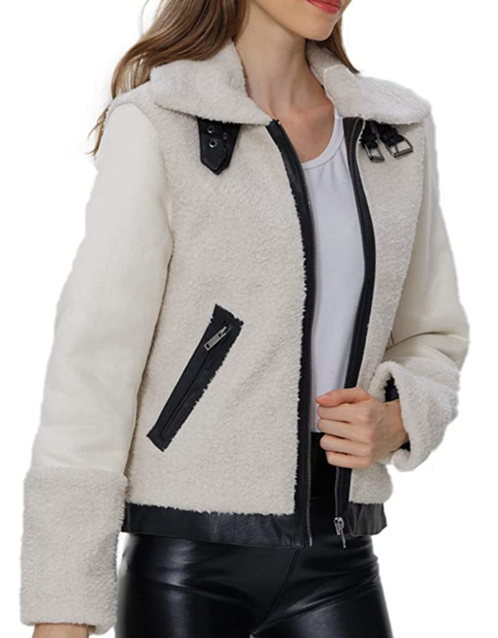 Bellivera Stylish Faux-Leather Sherpa Coat Starts at Just $29