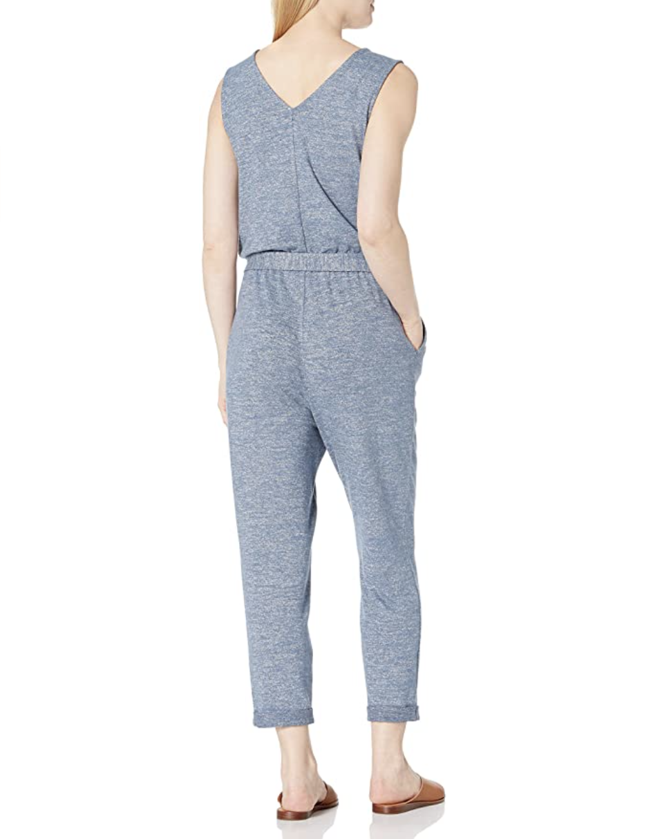 Daily Ritual Women's Cozy Knit Relaxed-Fit Sleeveless Tie-Waist Jumpsuit