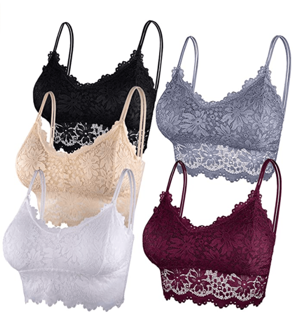 Duufin 5 Pcs Lace Padded Bralettes for Women