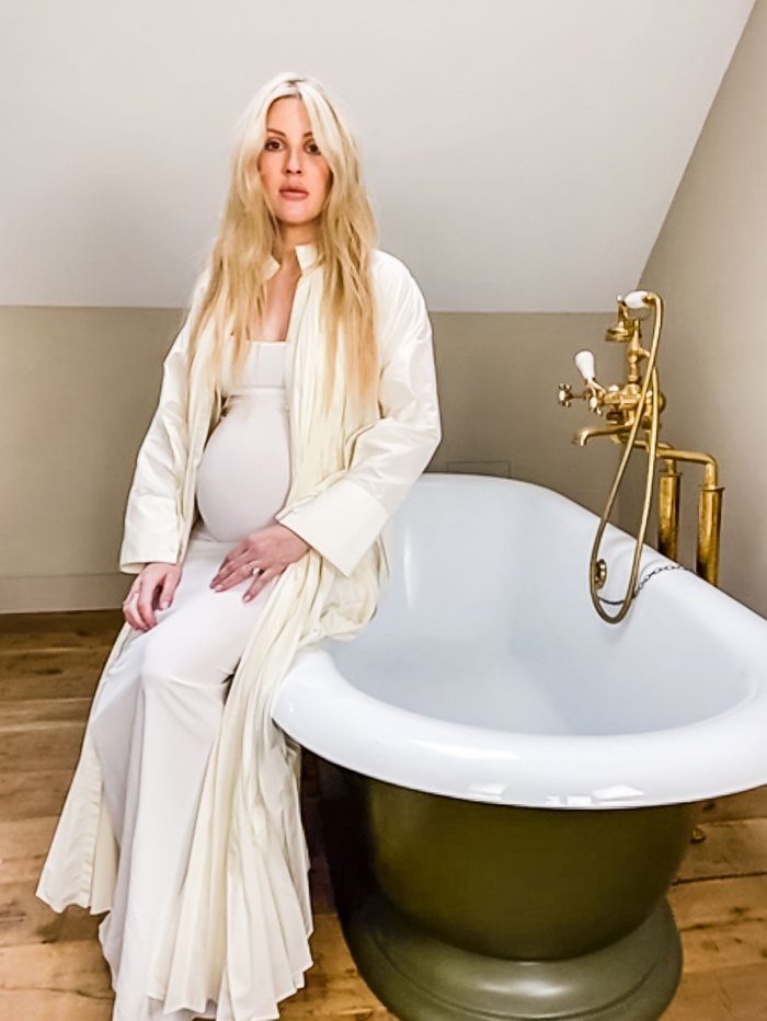 Ellie Goulding Pregnant Vogue White Dress Third Trimester