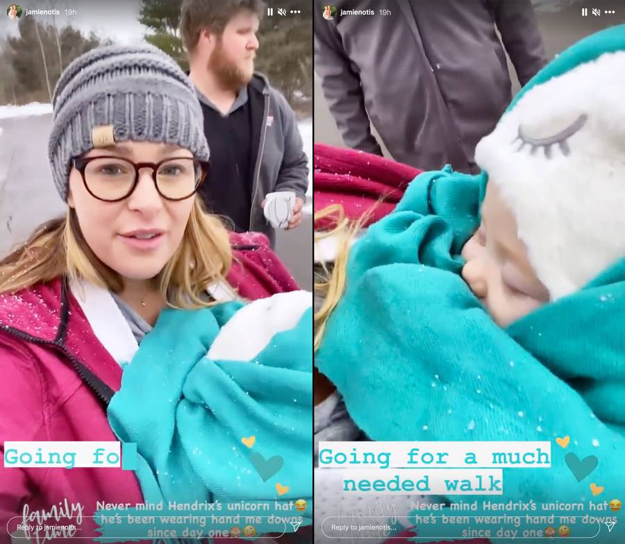 Jamie Otis and Son Hendrix Going For A Walk In The Snow