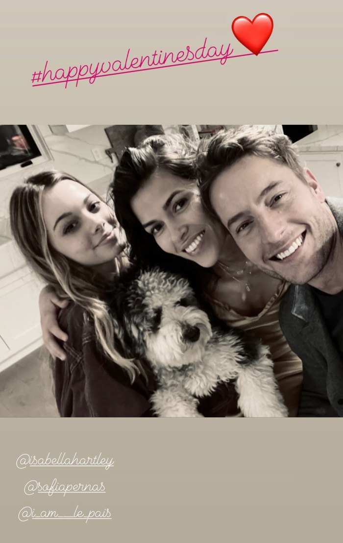 Justin Hartley Shares Valentine’s Day Selfie With Girlfriend Sofia Pernas and Daughter Isabella
