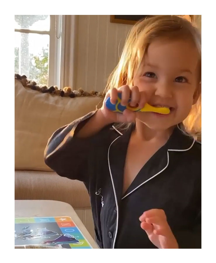Kate Hudson Daughter Rani Brushes Teeth