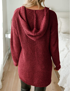 MEROKEETY Women's Open Front Long Sleeve Knit Hooded Cardigan Sweater