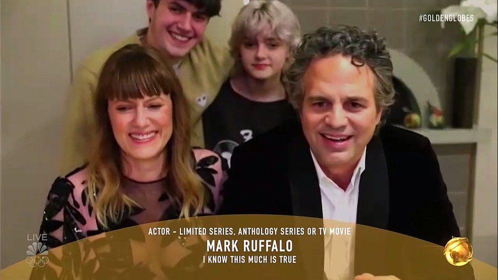 Mark Ruffalo’s Kids Adorably Crash His Zoom Acceptance Speech at Golden Globes 2021