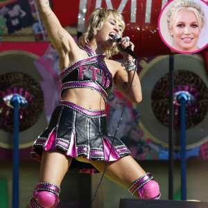 Miley Cyrus Send Britney Spears Love at Pre-Super Bowl Show Amid Controversy p