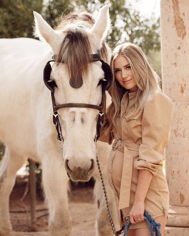Pregnant Lauren Burnham Posing with a Horse
