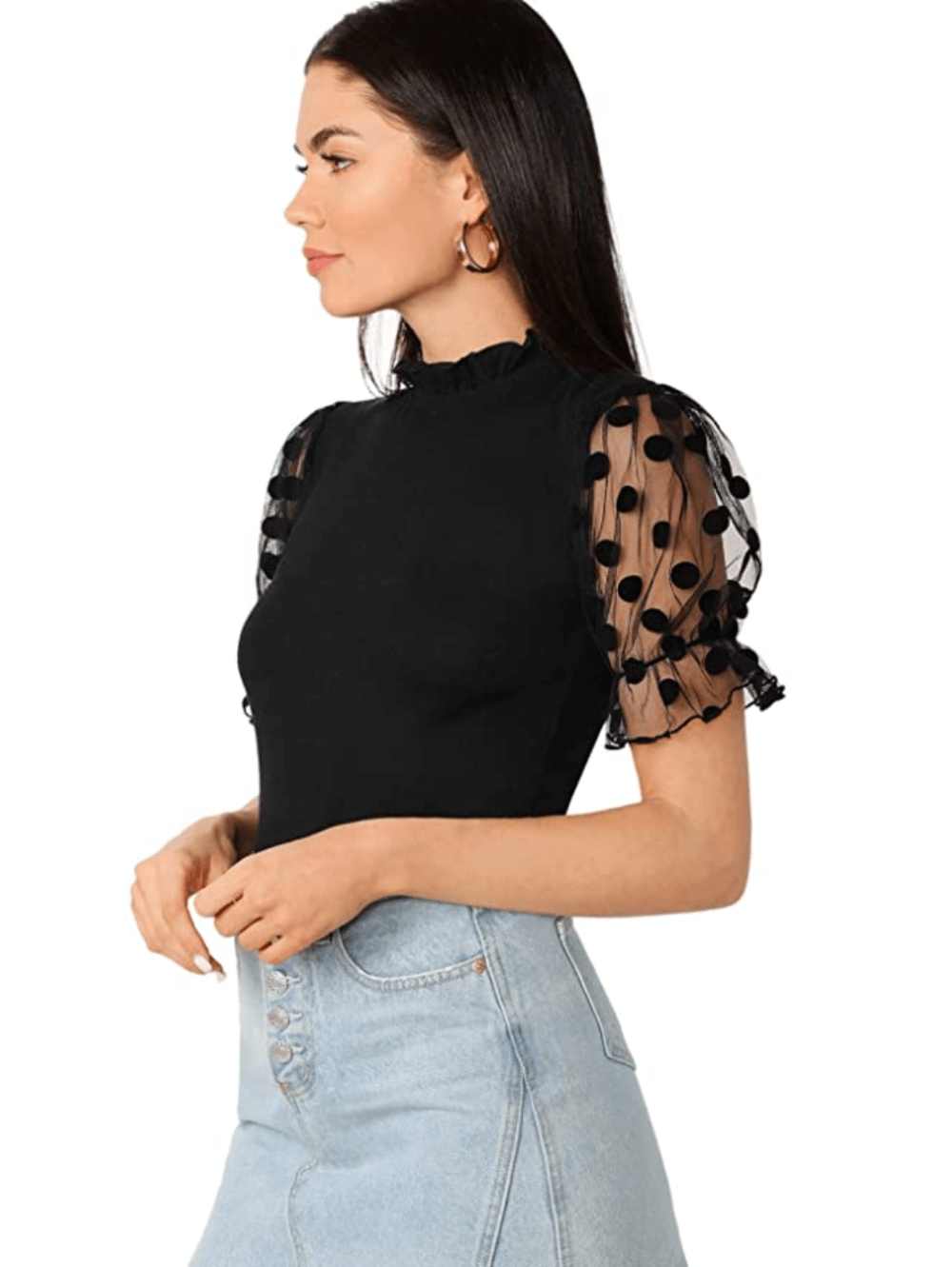 Romwe Women's Summer Short Sleeve Mock Neck Casual Blouse