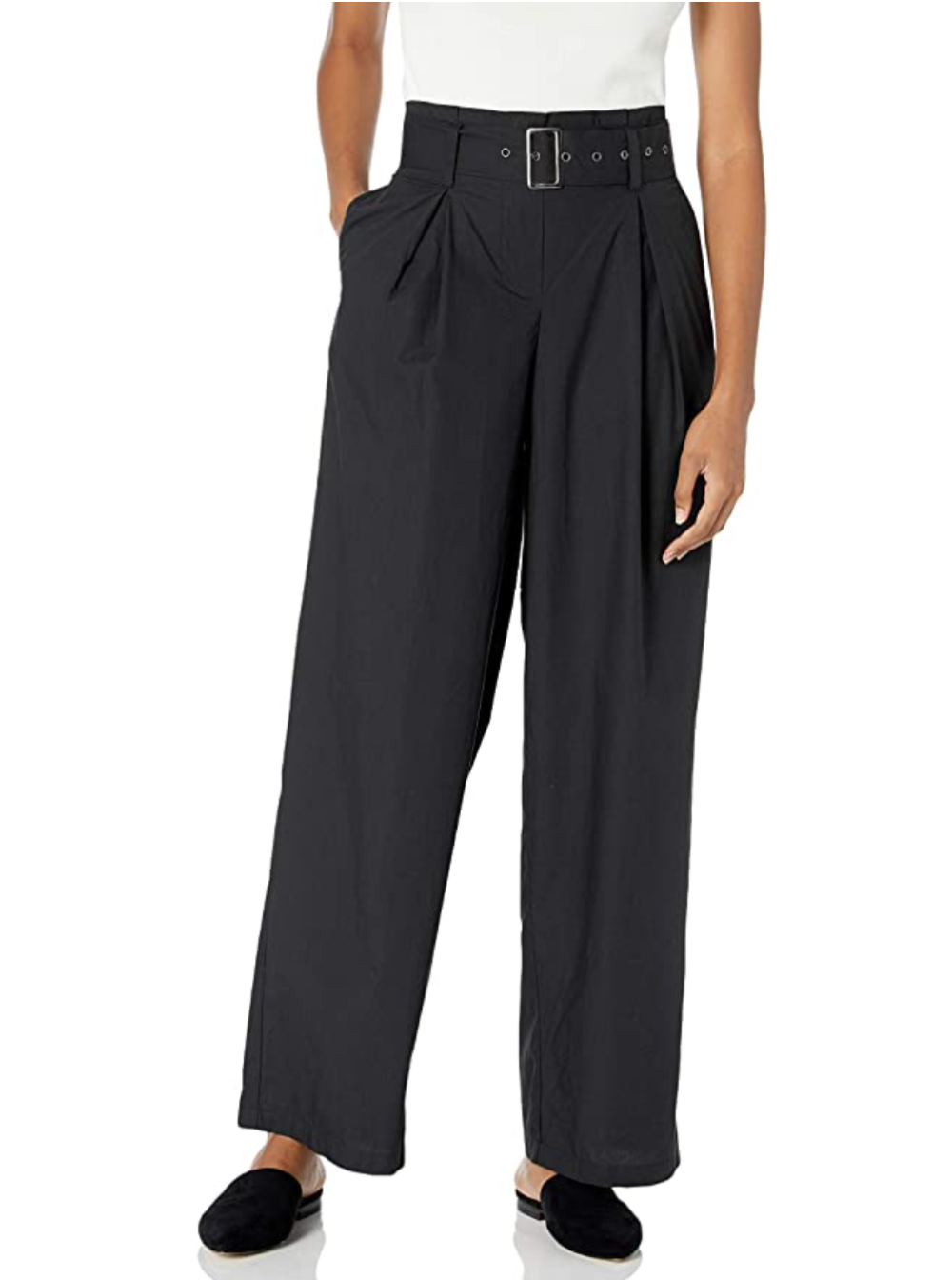 The Drop Women's Julia Loose High-Waist Belted Pleated Tapered Leg Poplin Pant