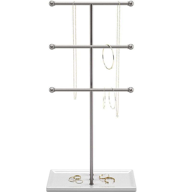 Umbra Trigem Hanging Organizer – 3 Tier Table Top Necklace Holder