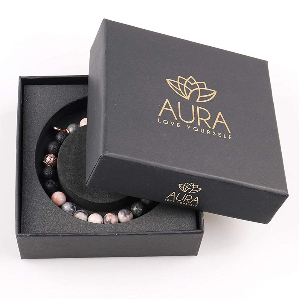 AURA Lava Rock Anti-Anxiety Bracelet with Lavender Essential Oil