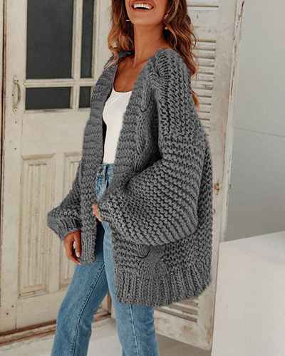 Cicy Bell Chunky, Lantern-Sleeve Cardigan Is a Style Essential | Us Weekly