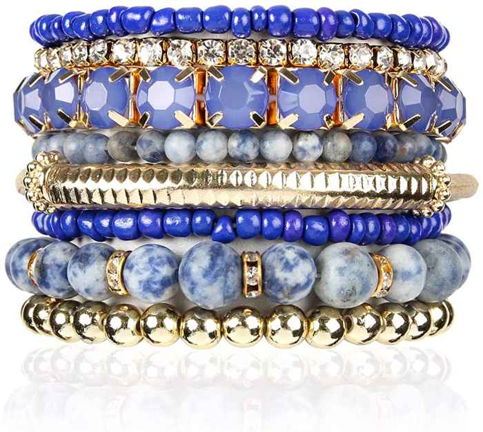 RIAH FASHION Multi Color Stretch Beaded Stackable Bracelets