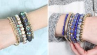 RIAH FASHION Multi Color Stretch Beaded Stackable Bracelets