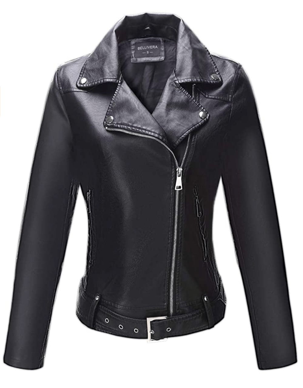 Bellivera Women's Faux Leather Moto Casual Jacket