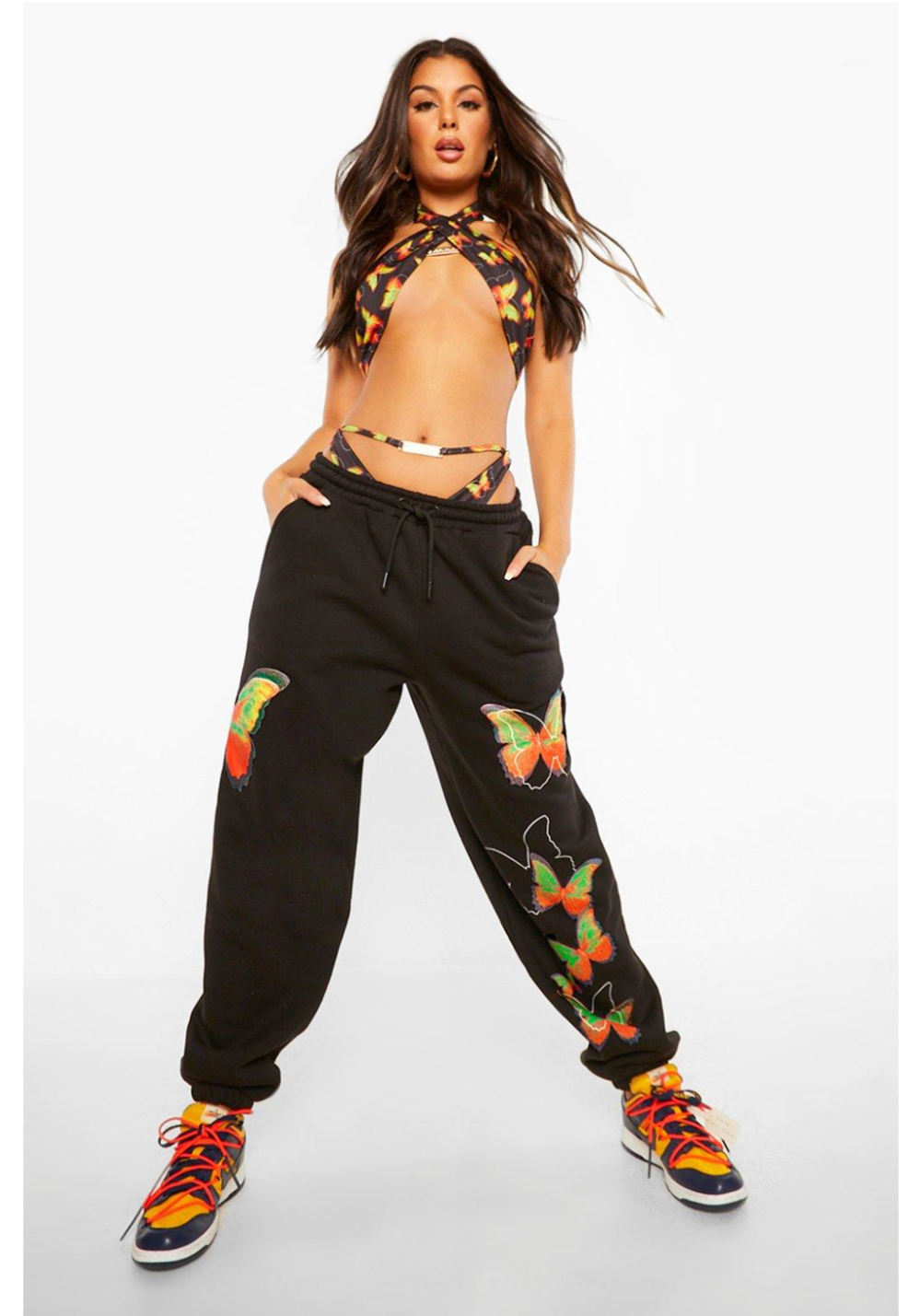 Butterfly Print Oversized Joggers