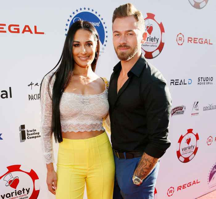 Nikki Bella and Artem Chigvintsev attend the 9th Annual Variety Charity Poker and Casino Night in 2019 Nikki Bella Wants Another Baby With Artem Chigvintsev But Also Wants a WWE Comeback