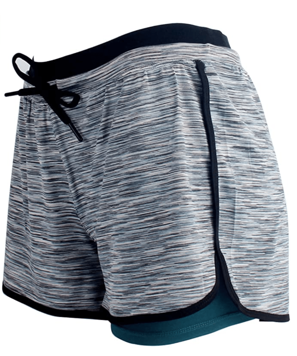 RIBOOM Women's Fitness Double Layer Active Yoga Gym Sport Shorts