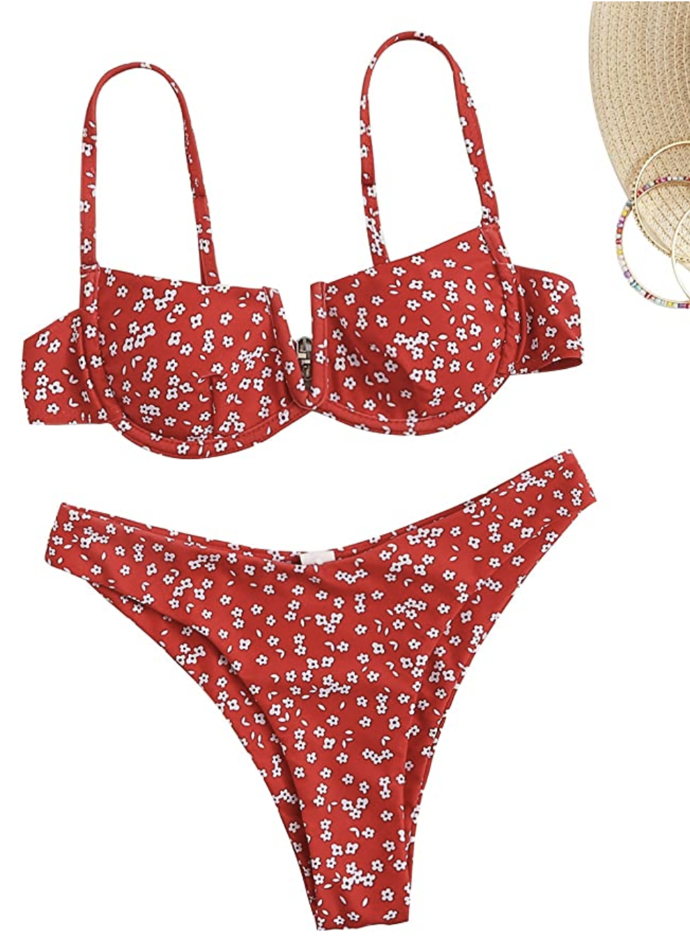 SweatyRocks Women's Sexy Spaghetti Strap Floral Bikini Set Underwire Swimsuit