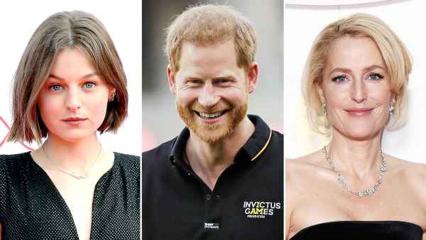 Emma Corrin Prince Harry and Gillian Anderson The Crown Stars React to Prince Harry Watching the Netflix Series