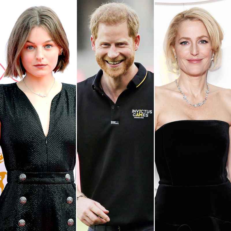 Emma Corrin Prince Harry and Gillian Anderson The Crown Stars React to Prince Harry Watching the Netflix Series