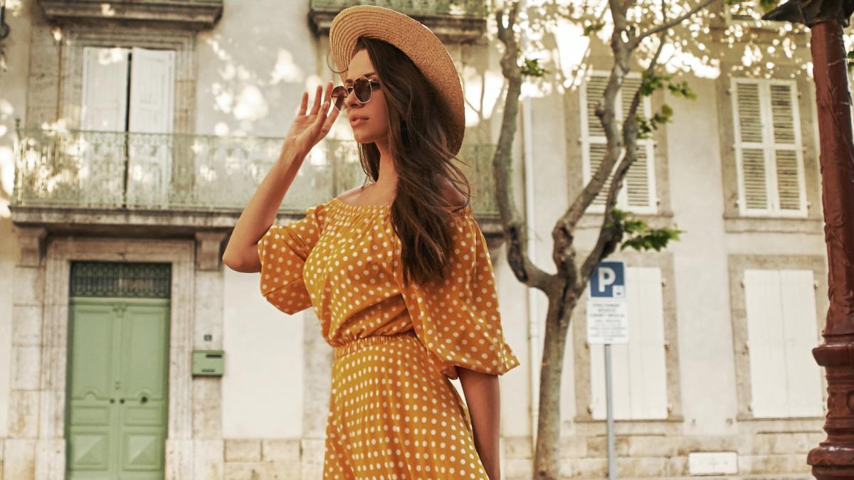 Yellow-Polka-Dot-Dress-Stock-Photo