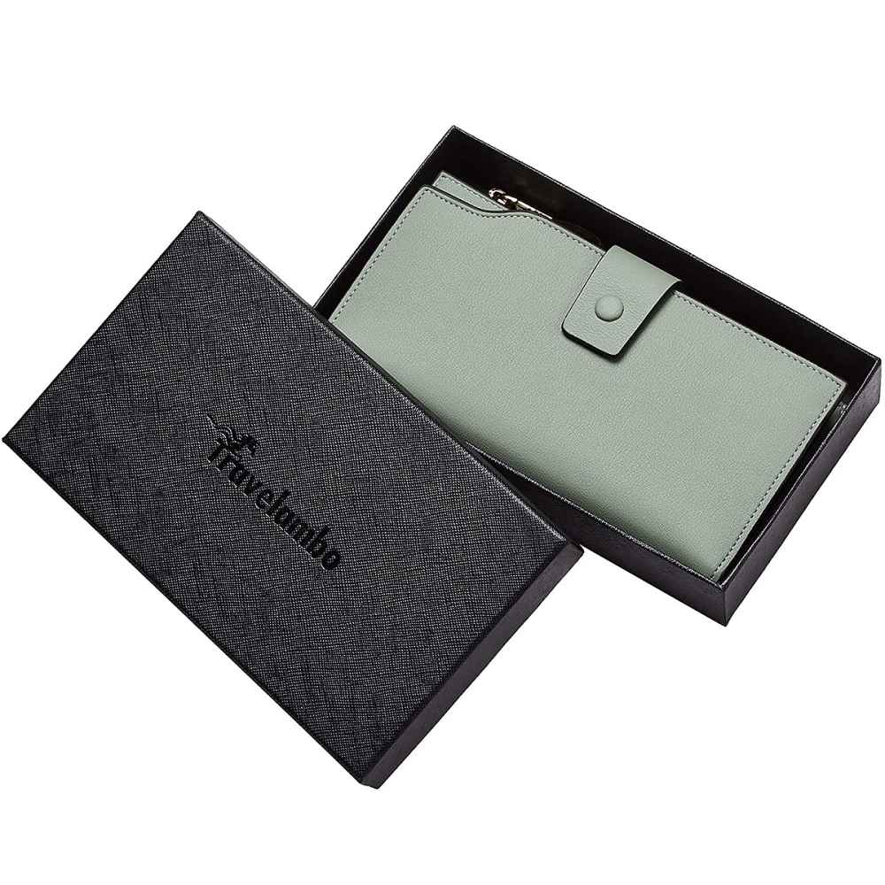 Travelambo RFID Blocking Large Capacity Luxury Waxed Genuine Leather Wallet