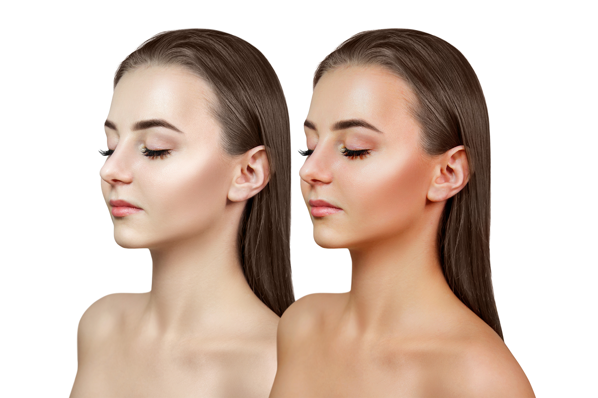 Before-After-Bronzer-Stock-Photo