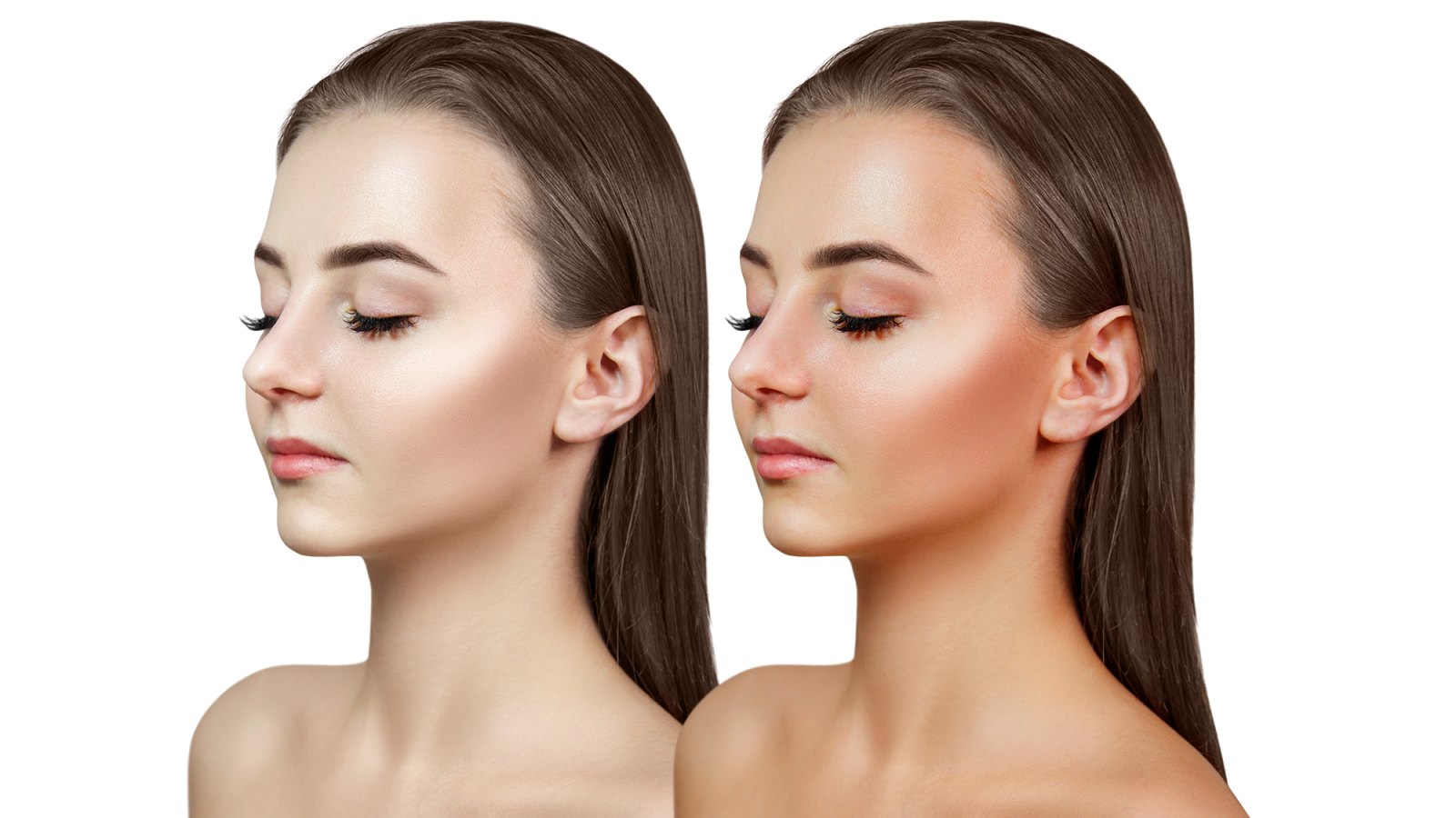 Before-After-Bronzer-Stock-Photo