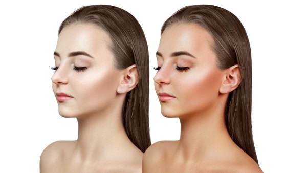 Before-After-Bronzer-Stock-Photo