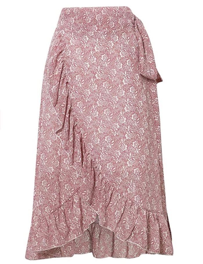 BerryGo Women's Boho Floral Wrap Maxi Skirt