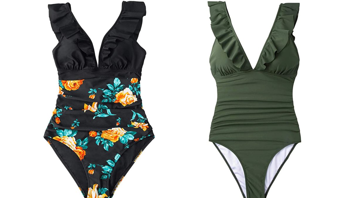 CUPSHE Women's V Neck One Piece Swimsuit Ruffled Lace Up Monokini