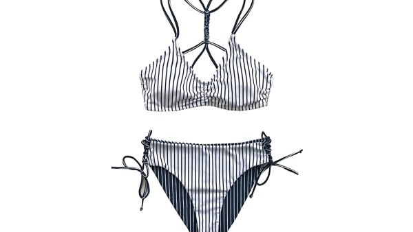 CUPSHE Women's Back Braided Straps Reversible Bottom Strappy Lace Up Bikini Set