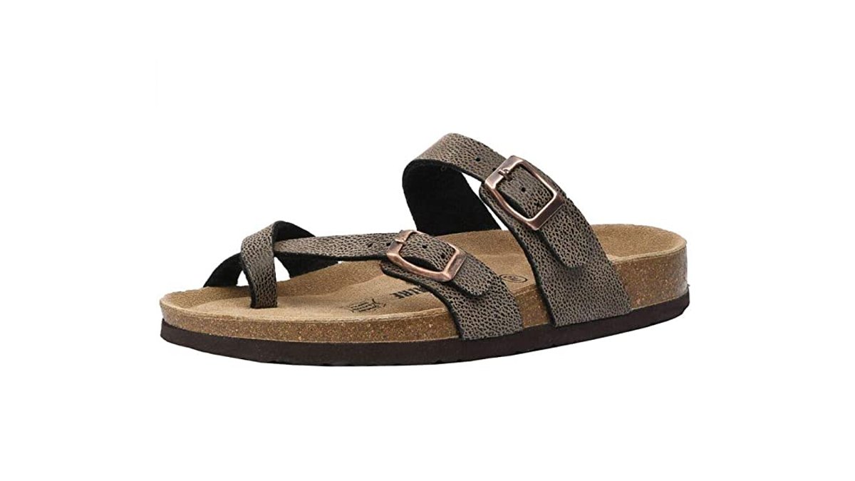 CUSHIONAIRE Women's Luna Cork Footbed Sandal with +Comfort
