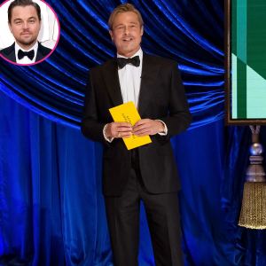 Oscars 2021 His Fave Romeo Brad Pitt Gives Shout Out Leo DiCaprio While Presenting