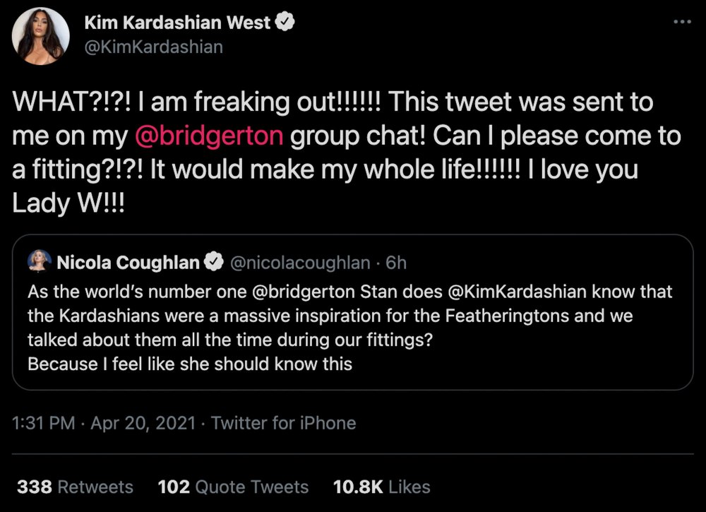 Kim Kardashian Was A Bridgerton Inspiration